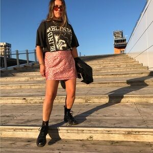 Princess Polly Silky Floral Pink Mini Skirt